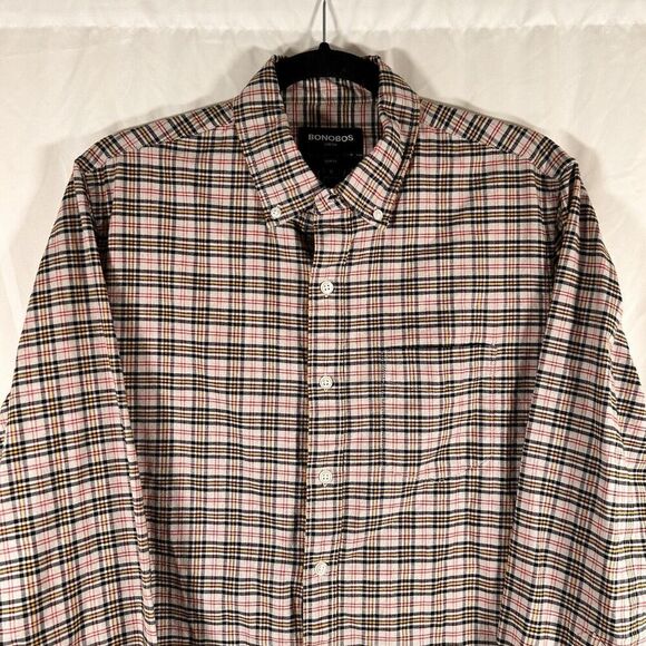 Bonobos Shirt Men's Medium Multicolor Plaid Button Up Long Sleeve Stretch Cotton - Picture 2 of 8